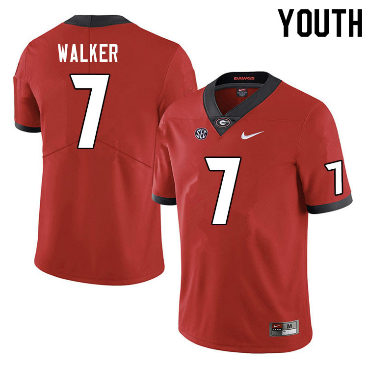 Youth #7 Quay Walker Georgia Bulldogs College Football Jerseys Sale-Red - Click Image to Close